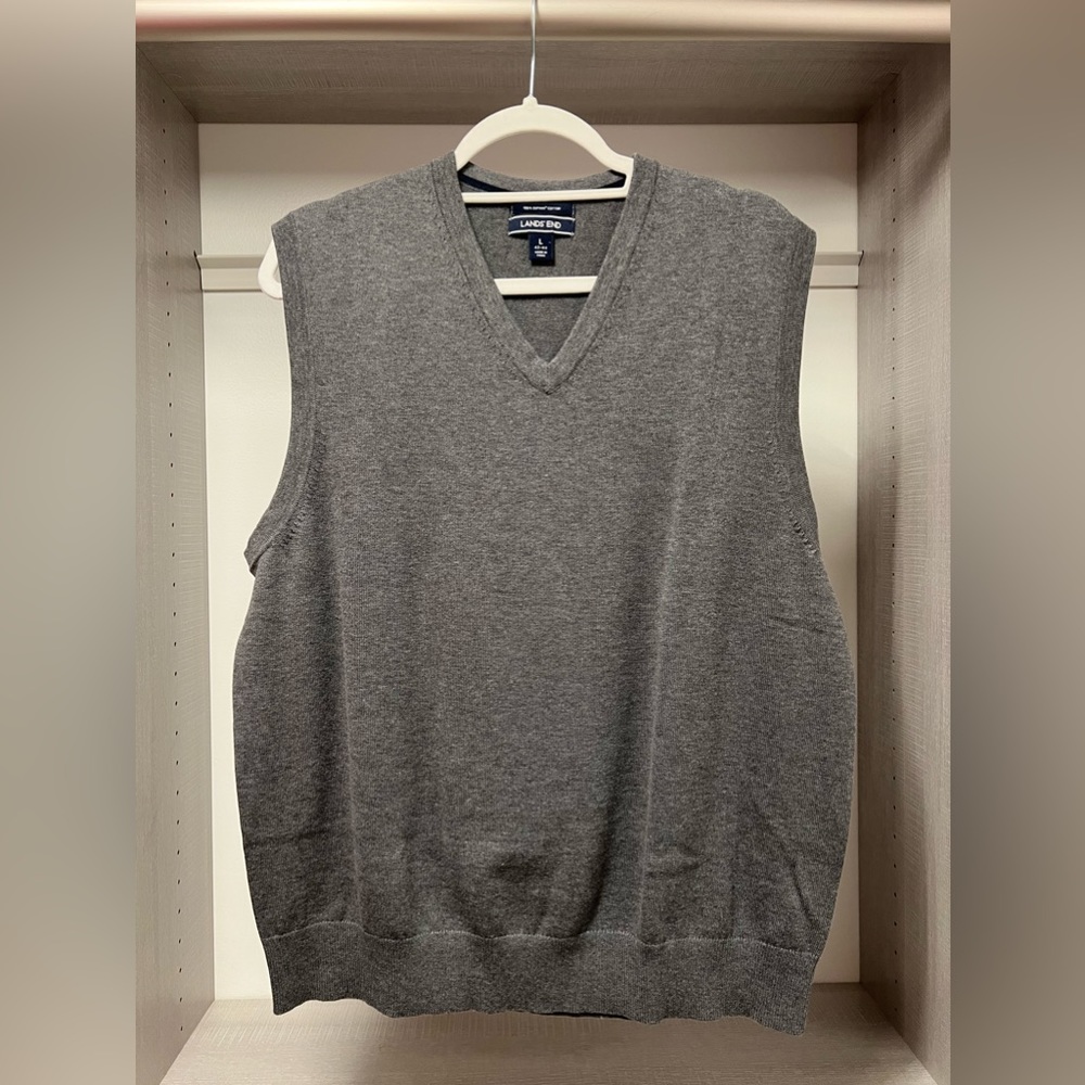 Men’s grey Lands’ End sweater vest size large